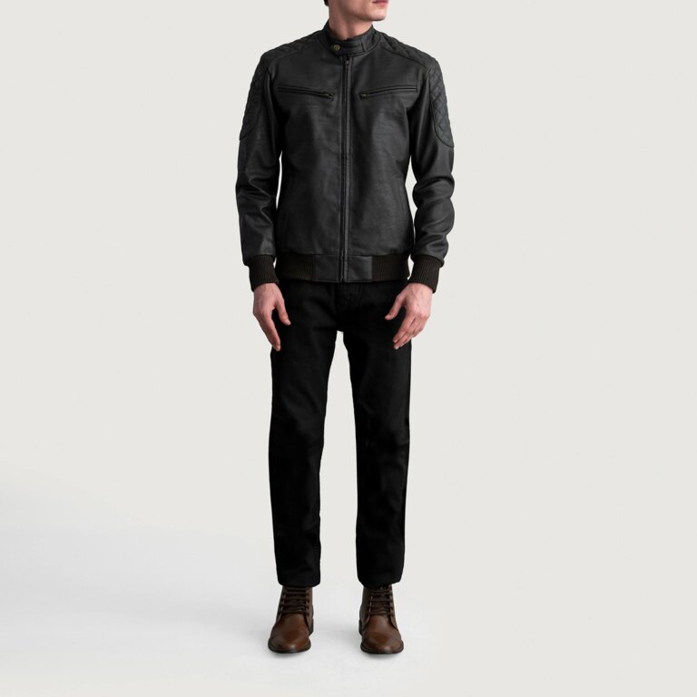 Mens Sven Tumbled Brown Leather Bomber Jacket Full Length-2-1724139304176